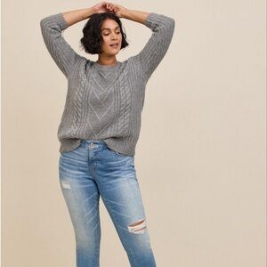 Gray cable sweater